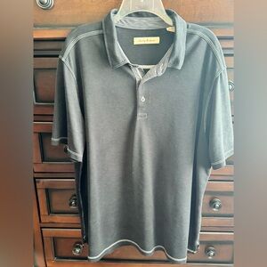 Tommy Bahama Black Polo with Contrast White Stitching